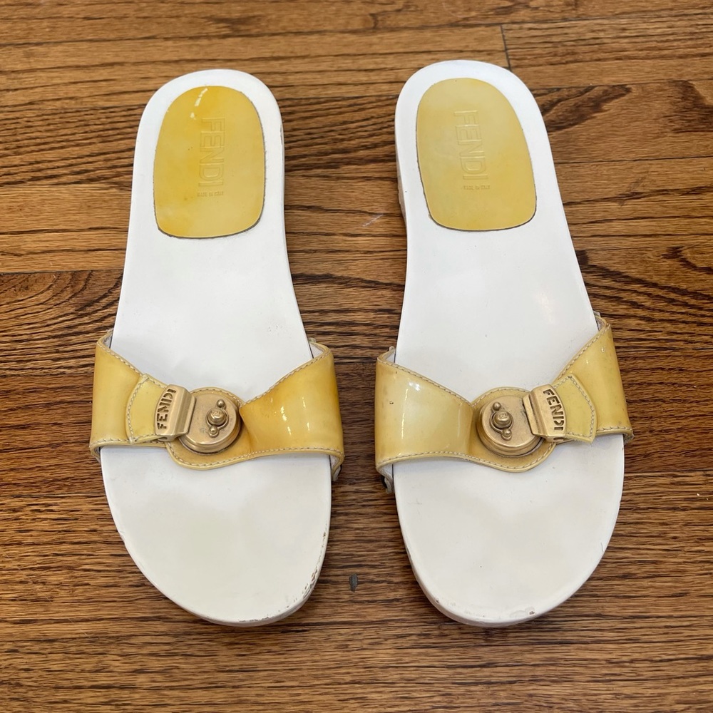 Fendi White Clog Sandals